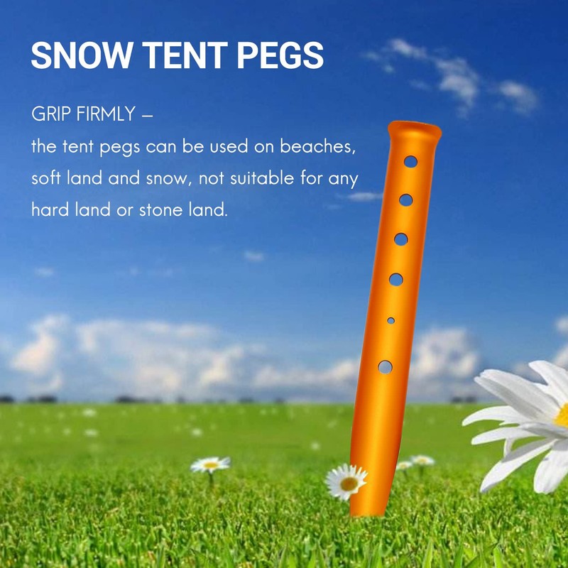 Tuperoymse 6Pcs Snow and Sand Tent Stakes Pegs Aluminum Alloy