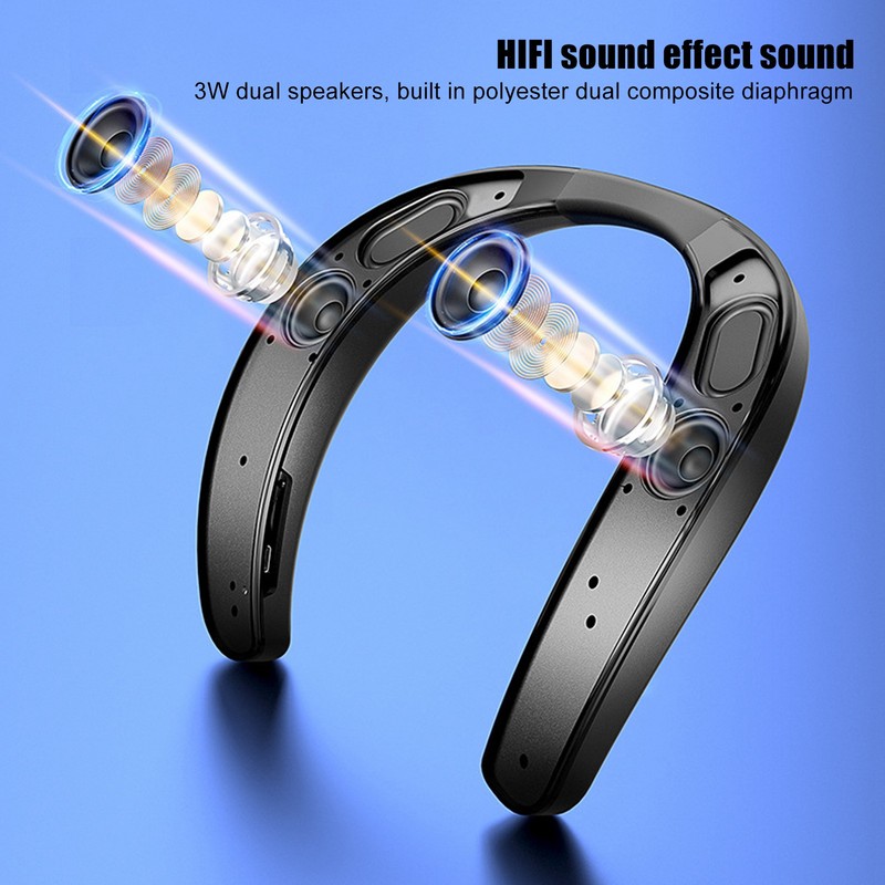 Neckband Bluetooth Speaker Stereo Handsfree Portable Wireless Wearable Speaker for