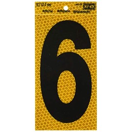 HY-KO PROD CO RV-75/6 5" BLK/YEL 6 Hy-ko Reflective Number