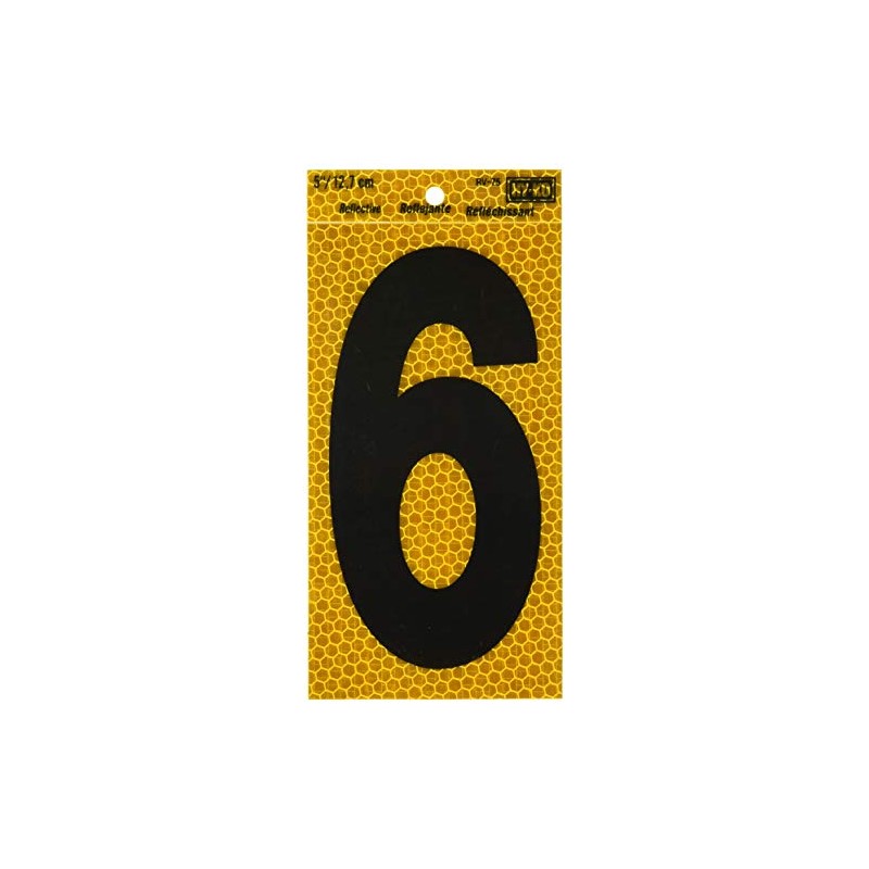 HY-KO PROD CO RV-75/6 5" BLK/YEL 6 Hy-ko Reflective Number