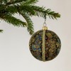 Neena Handmade Embroidered Bauble | 8cm Brown with Gold, Red,