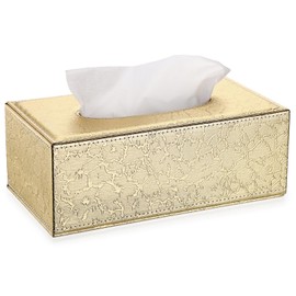 TOLIDA Tissue Box Rectangular Cosmetic Tissue Box Faux Leather Tissue Box with Golden Flash Tissue Holder 25 x 14 x 11 cm Tissue Box for Dining Room Living Room Bedroom Car Office Hotel