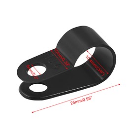 Unlorspy 100 Pcs Black R-Type Cable Clip 3/8 Inch Nylon Plastic R Type Wire Clamp for Wire Management (10.4mm, 3/8 Inch)