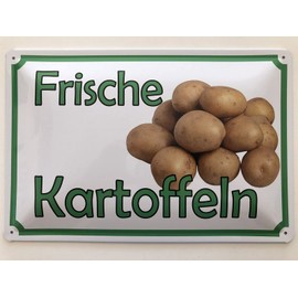 Tin Sign 20 x 30 cm Curved Fresh Potatoes Decorative Gift Sign