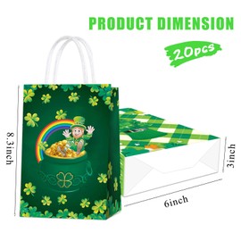 HABDJILTY 20Pack St. Patrick Day Party Bag Lucky Shamrock Treat Bag Lucky Goodies Bags St. Patrick's Day Party Supplies Favors