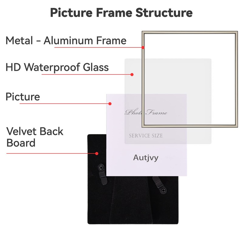 Autjvy 4x4 Picture Frame Champagne Brushed Modern Simple Thin Aluminum