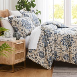Southshore Fine Living, Inc. Persian Print Twin Duvet Cover Set, Premium Microfiber XL/Twin Comforter Cover, Wrinkle-Resistant, Machine Washable – Includes 1 Duvet Cover and 1 Sham, Persia Indigo