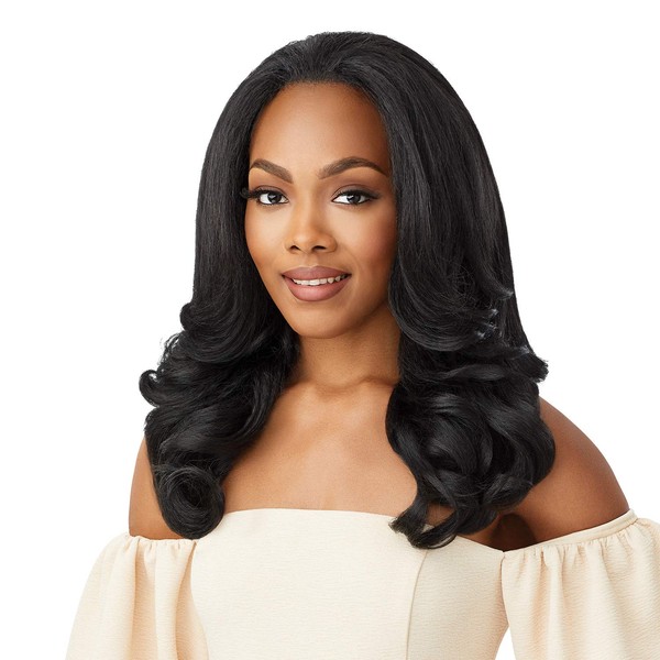 Outre Quick Weave Self Styled in 60 Seconds Neesha Soft & Natural New Half Wig Cap Laysflat Requires Less Leave Out NEESHA H301 (DRBLKCHER)