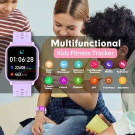 HENGTO Kids Smart Fitness Watch for Boys Girls,Health Sports Fitness Tracker with Heart Rate Sleep Monitor,19 Sport Modes Activity Tracker with Pedometer Steps,great Kids Gift (PP Purple)