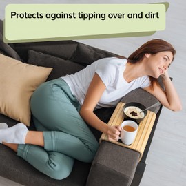 BAM BOO BOX - Sofa Arm tray, Bamboo Sofa tray, Wooden Armchair tray, Foldable Couch tray, Sofa table tray, Flexible Couch arm table, Side Armrest Natural Colour with Non Slip Pad