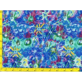 NA Blue Red Yellow Green Watercolor Flower Garden By The Yard CPABLU06115