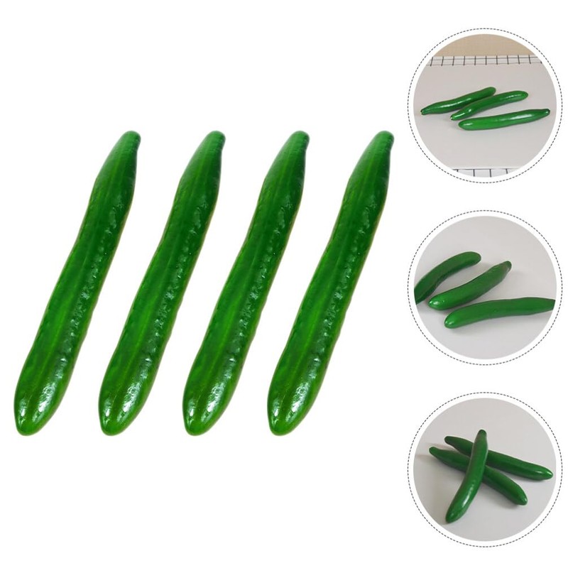 ABOOFAN Artificial Cucumber,4pcs Lifelike Green Cucumber Fake Realistic Plastic Vegetable
