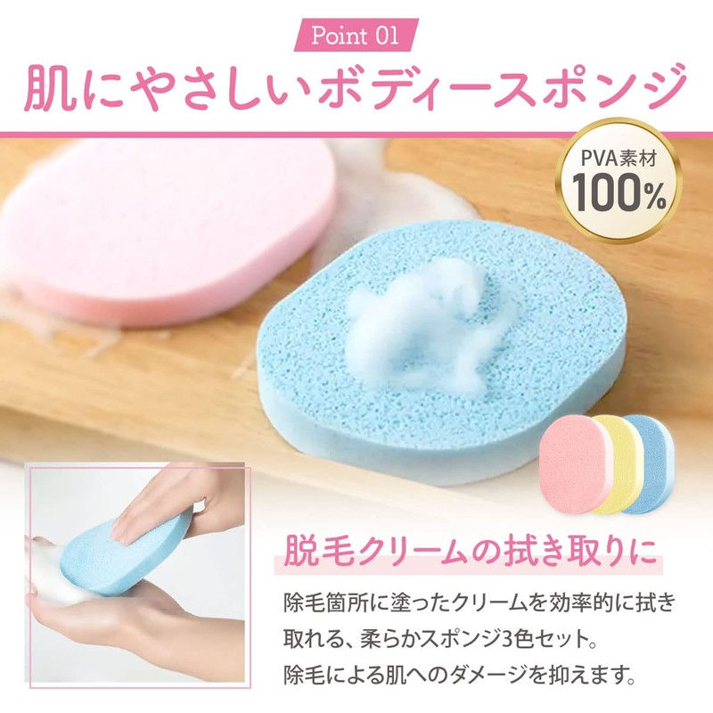Hair Removal Support Set, Hair Removal Cream, Wiping Spatula, Sponge,