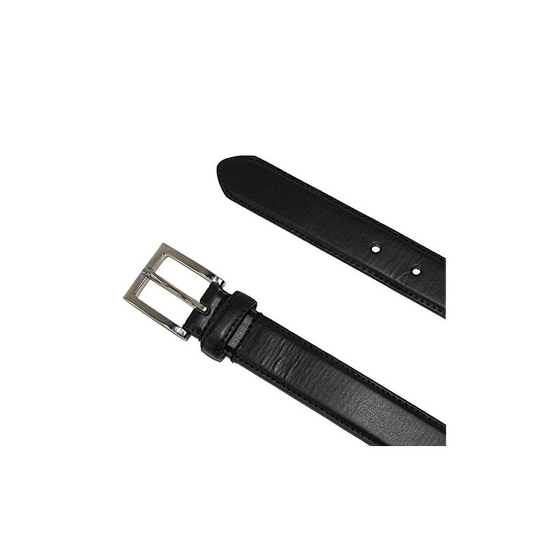 CTM Men's Leather 28.5 mm Basic Dress Belt with Silver