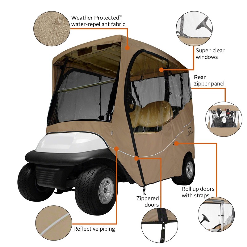 Classic Accessories Fairway Short Roof 2-Person Travel Golf Cart Enclosure,