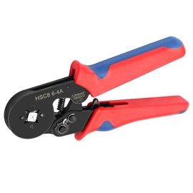 Heschen Crimper Plier, HSC8 6-4A, Mini Self-adjustable Crimping Tools, Use for 0.25-6.0 mm² (23-10 AWG) Square Ferrule Wire Cable End-sleeves, Red