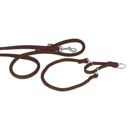 Dogline Soft Padded Round Microfiber Martingale Dog Collar (W 3/8-in x L 20-in) and Leash (W 3/8-in x L 6ft) for Dogs, Brown