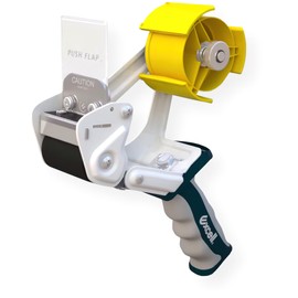 Excell EXC-828PL Pushflap Tape Dispenser; 2" Tape Roll Width, 3" Core Diameter; Safety Retractable Blade; One-Piece Solid Steel Frame; Side Loader with Adjustable Brake