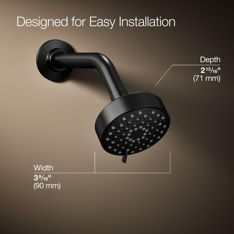 Kohler 72418-Y-BL Awaken® G90 Three-function showerhead, 2.5 gpm, Matte Black