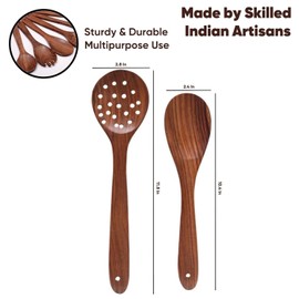 WANIYA STORE Wooden Spatula Spoons Set for Cooking & Serving | Teak Wood Spatulas Utensil Set for Nonstick Pans and Cookware (Set of 2)