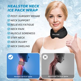 Neck Ice Pack Wrap,Cervical Ice Pack,Cold Compress Ice Packs for Injuries Reusable Cold & Hot Therapy Adjustable Flexible Gel Migraine Ice Head Wrap for Neck Pressure (Black)