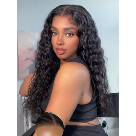 Julia Hair 12A Bye Bye Knots Glueless Wig Water Wave 7x5 Pre Cut HD Lace Closure Wigs Human Hair Wear and Go Pre Plucked for Beginners Wet Wavy Lace Front Wigs Brazilian Hair Natural 20 Inch