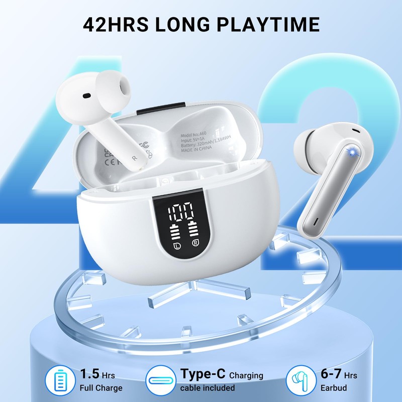 Wireless Earbuds,Wireless Earphones Bluetooth 5.3 in Ear with 4 Mic