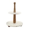 Mud Pie, Brown/White, 16" x 12" Marble and Wood Tiered