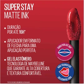 Maybelline Superstay Matte Ink, Labial Líquido Mate con Pigmentos de Color Intenso, Larga Duración Hasta 16 Horas, No Transfiere, Tono 115 Founder, 5 ml