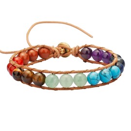 Nupuyai Reiki Healing Crystal Bracelet for Women Men, Adjustable Braided Beads 7 Chakra Stone Bracelet