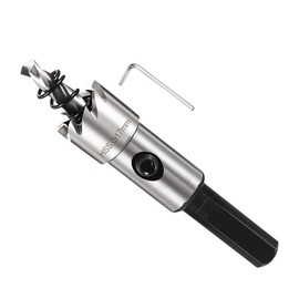 METALLIXITY Hole Saw 17mm (21/32"), 4341 High Speed Steel Hole Cutter with Center Drill Bit, Hex Key and Spring - for Soft Metal, Wood, Plastic, Plasterboard, PVC Boards. Silver
