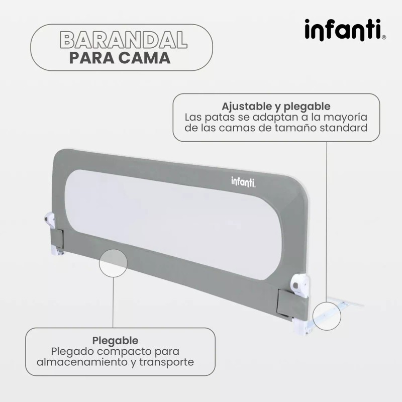 Infanti Barandal De Seguridad Para Cama Infanti Color Gris Lisa