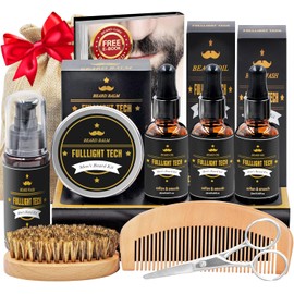 FullLight Tech Kit para Barba 60ml y 3x20ml Aceite - Nutrición - Regeneración - Fortalecimiento - Hecho en USA