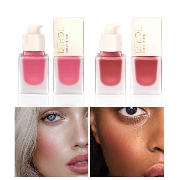 Joyeee Makeup Blush Stick Set, 2 Shades Liquid Blush for a Healthy Complexion and Silky Soft Skin Tone, Repair Nude Make-Up, Portable Makeup Blush