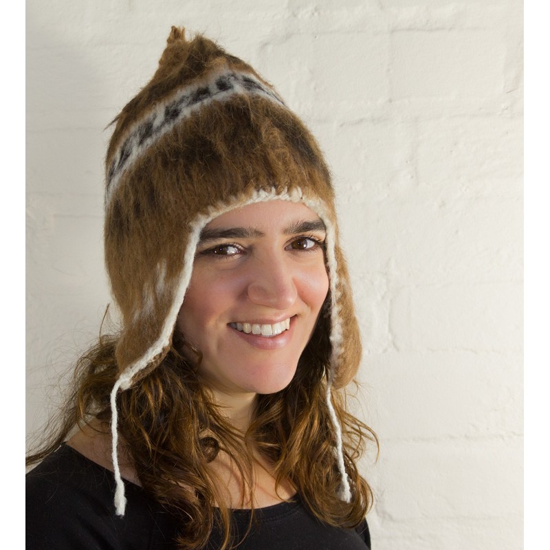 Tumia LAC Alpaca Knitted Adult Light Grey Chullo Hat with