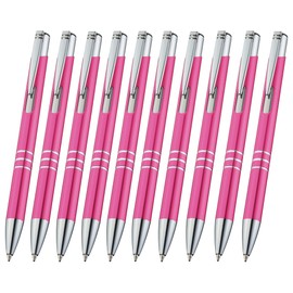 Libetui Pack of 10 High-Quality Metal Ballpoint Pens Pink Ballpoint Pens Metal Blue Interchangeable Large Capacity Ballpoint Pen Retractable Ballpoint Pen Pink