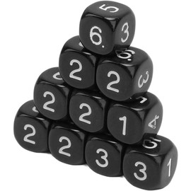 20Pcs Black Polyhedral Dice Set, 6-Sided Number Dice, 16mm, Round Corner, for Board Games and Teaching