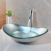Washly Bathroom vessel sink, Artistic Tempered Glass Oval Vessel Sink
