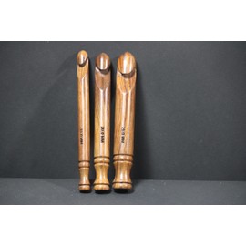 Wooden Crochet Hooks Set of 3 - Natural Hand-Turned Ergonomic Hooks, Sizes 15, 20, 25MM, Engraved, Soft Grip Handles - Perfect Gift for Her, Ideal for Thick Blanket & Extra Bulky Yarn Projects, brown