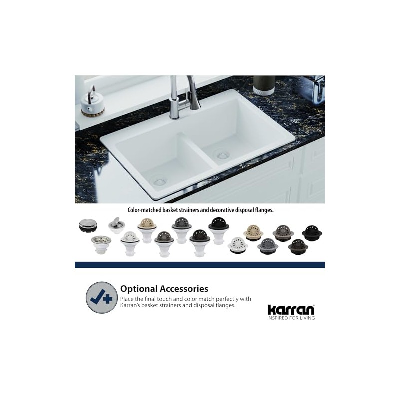 Karran QBSBI 3-1/2 in. Kitchen Sink Basket Strainer in Bisque