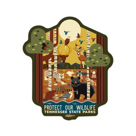 Die Cut Sticker Tennessee State Parks, Protect Our Wildlife, Vinyl Sticker 3 to 6 inches, (Waterproof Decal for Cars, Water Bottles, Laptops, Coolers), Large