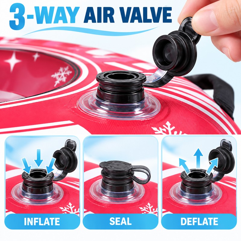 43 Inch Heavy Duty Inflatable Snow Tube, Rose Red Winter