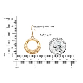 Gold Plated Circle Dangle Drop Earrings with 925 Sterling Silver French Hook,Non Tarnish Gold Boho Jewelry for Women Trendy