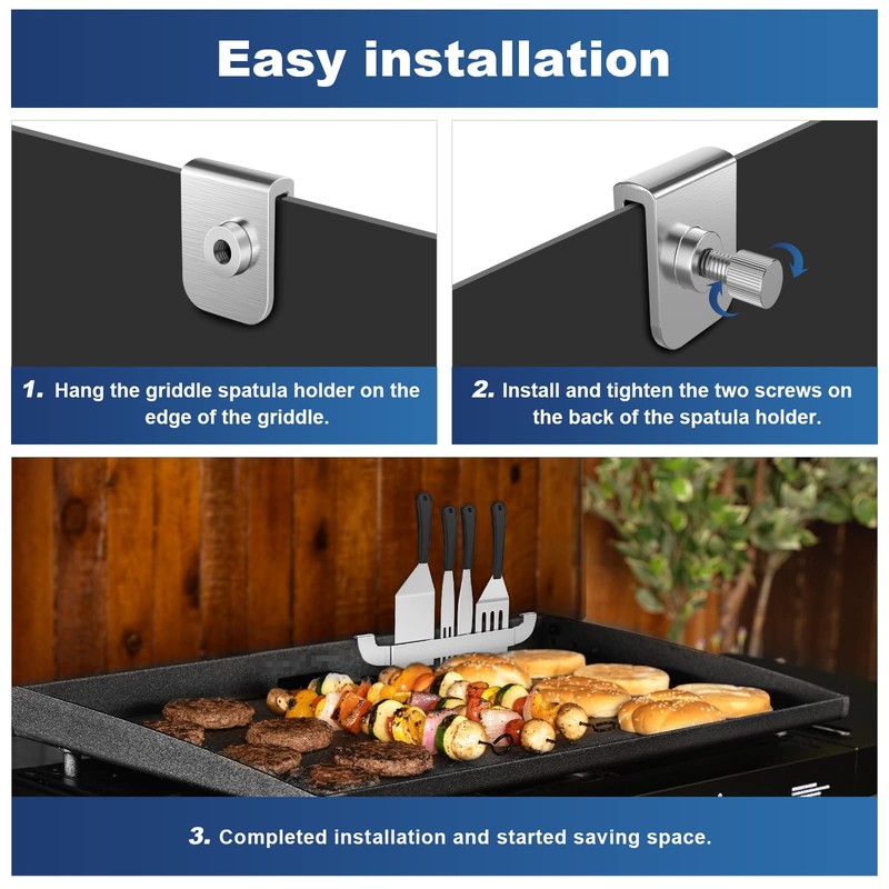 2 Pack Griddle Spatula Holder, 10 Inch Stainless Steel Barbecue