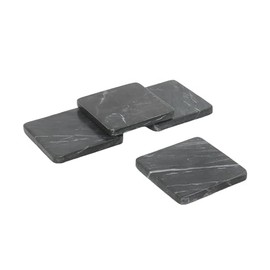 Marble Mates Black Marble Coasters, Set of 4, Square