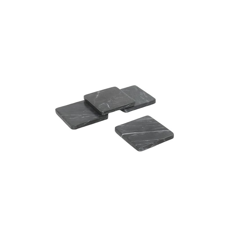 Marble Mates Black Marble Coasters, Set of 4, Square