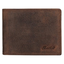 Benthill Men's Genuine Leather Wallet with RFID Protection, Slim Wallet for Men, Genuine Vintage Leather, Dark Brown (H)