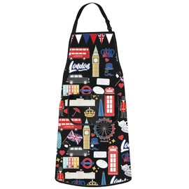 MYSOMY London Cooking Apron London Themed Gifts London Chef Apron London Baking Apron London Lover Gifts London Souvenir Gifts (London bl UK)