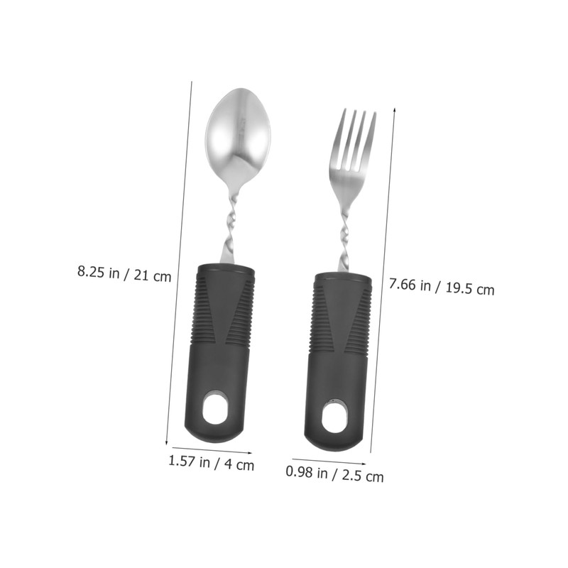 BIUDECO 1Set Elderly Adaptive Utensils Skid Fork Spoon for Trembling