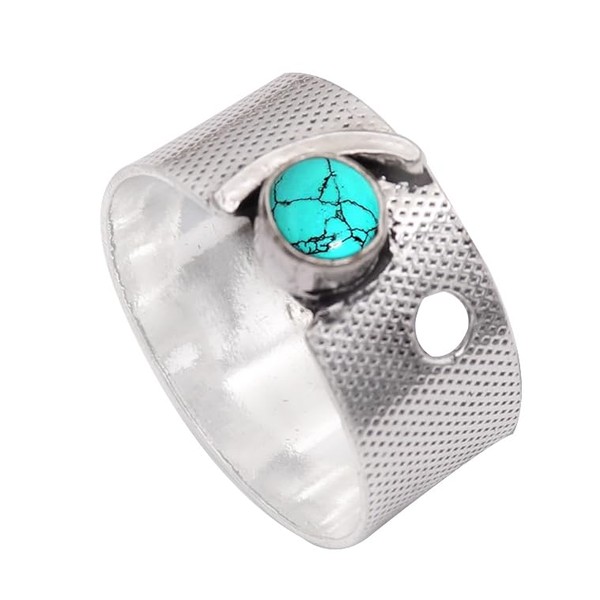 JEWELSTREZORO Lab Created Turquoise Gemstone Band Ring Men And Women